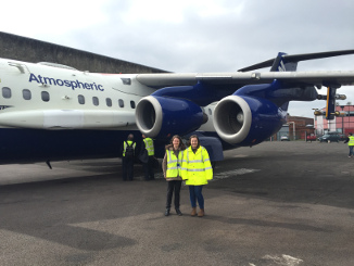 Poppy and Kate ready to board FAAM Aircraft