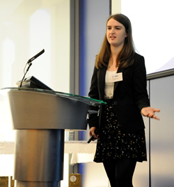 Kate answering questions after her presentation at the YINI finals